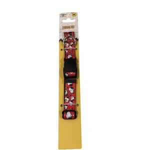 Peanuts Snoopy Woodstock Medium Dog Collar Neck Size 10"-16" Red Black Buckledow